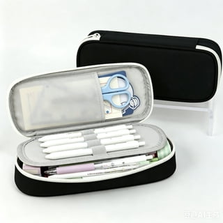 Large Pencil Case with Compartments, Big Capacity Pen Pouch Bag for Organization, Office & College Essentials black