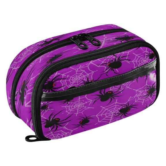 Large Pencil Pen Case Capacity PVC Pencil Pouch Makeup Bag for Women Man, Violet Printed