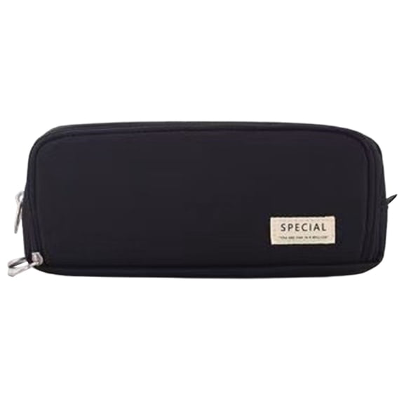Large Pencil Pouch, 3 Compartments Pencil Case, Big Capacity Pen Organizer, Portable Stationery Bag, Multifunctional Storage Pouch for Stationery And Cosmetics,Black