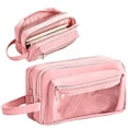 thumbnail image 1 of Large Pencil Pouch Handheld Zipper Pencil Case Organizer Student Supplies Pink, 1 of 6