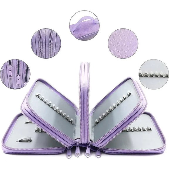Large Pencil Pouch,Zipper Pencil Pouch,High Capacity 72 Slots Colored Pencil Case Pencil Holder Color Pencil Organizer Storage - Purple
