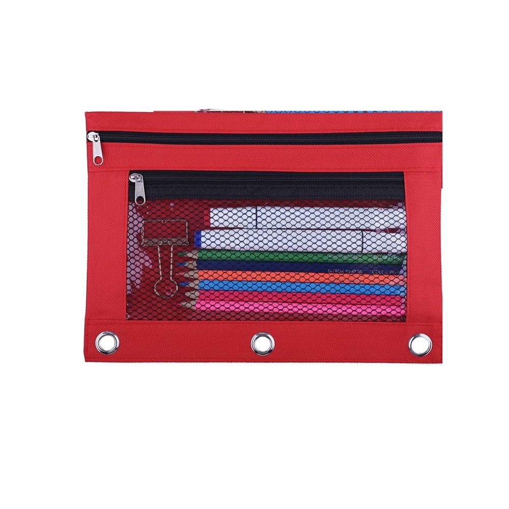 Large Pencil Pouch for 3 Ring Binder, Mesh Zipper Pencil Case, Pen Bag