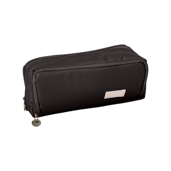 Large Pencil Pouch with 2 Zippered Compartments, Oxford Fabric Pencil Case with Minimalist Solid Design for Office Desk Travel Storage, 9 Inch