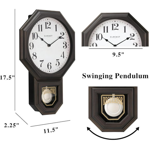 Large Pendulum Wall Clock with Oil Rubbed Bronze , Decorative Clock for Living Room, Housewarming Gift