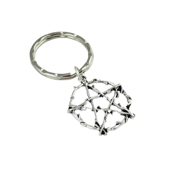 Large Pentacle Keychain Keyring Housewarming Gift For New House, Pentagram Gothic Jewellery Halloween Costume Witch Witchcraft Wiccan Pagan Wicca Occult 90s Y2k