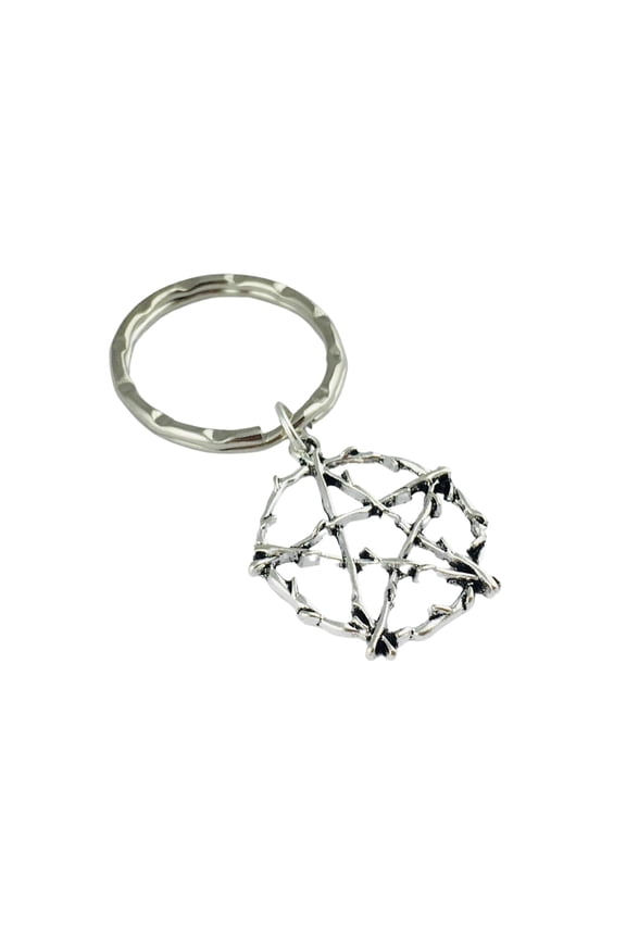 Large Pentacle Keychain Keyring Housewarming Gift For New House, Pentagram Gothic Jewellery Halloween Costume Witch Witchcraft Wiccan Pagan Wicca Occult 90s Y2k