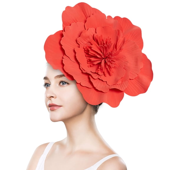 Large Peony Flower Fascinator Headpiece, Foam Flower Headband with Clip for Weddings & Races