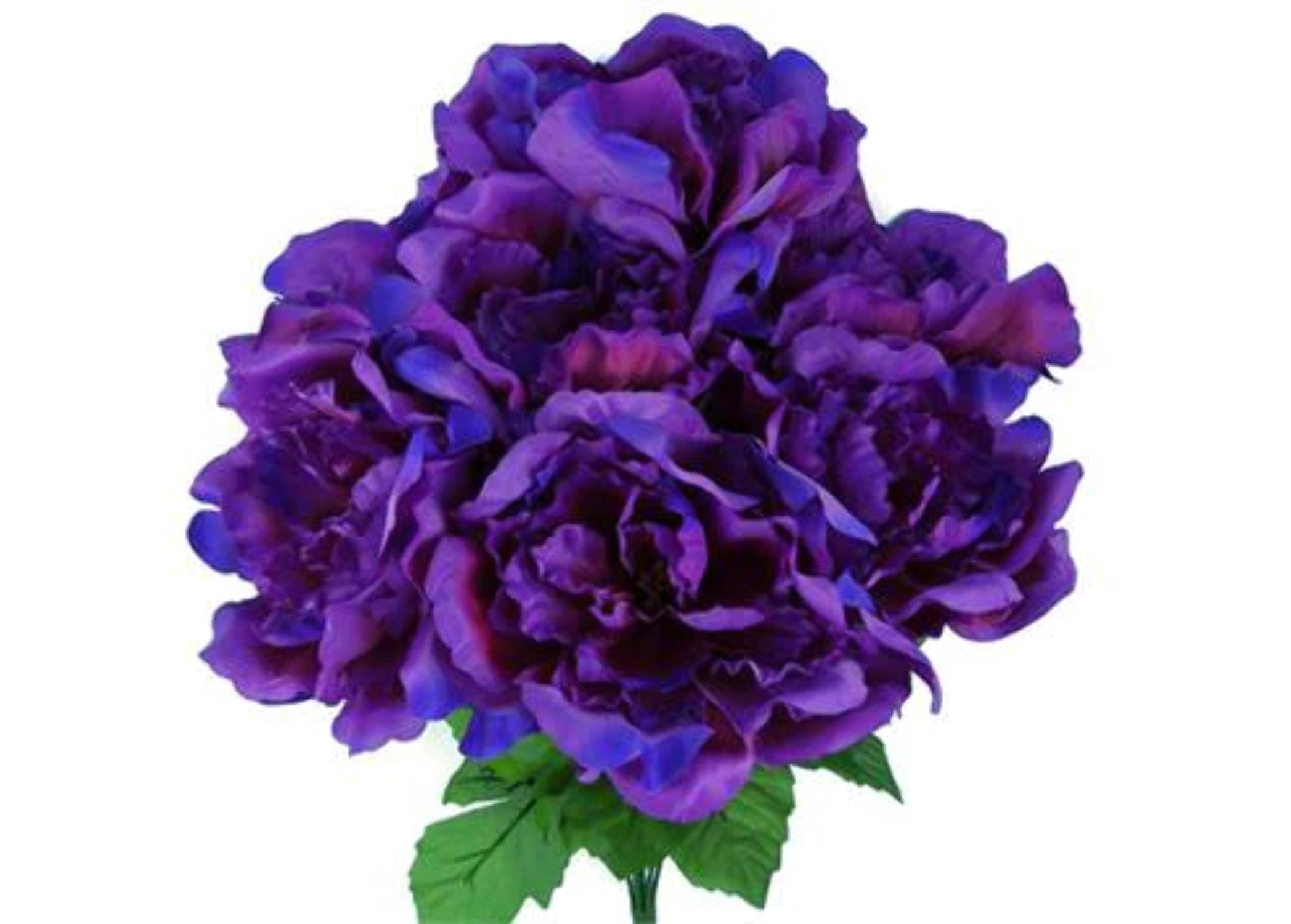 Large Peony Silk Flower Bush Purple 7 Heads