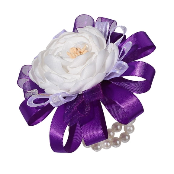 Large Peony Wrist Flower Corsage Elastic Band Design Silk Satined Wrist Bouquet for Wedding Party Formal Occasion