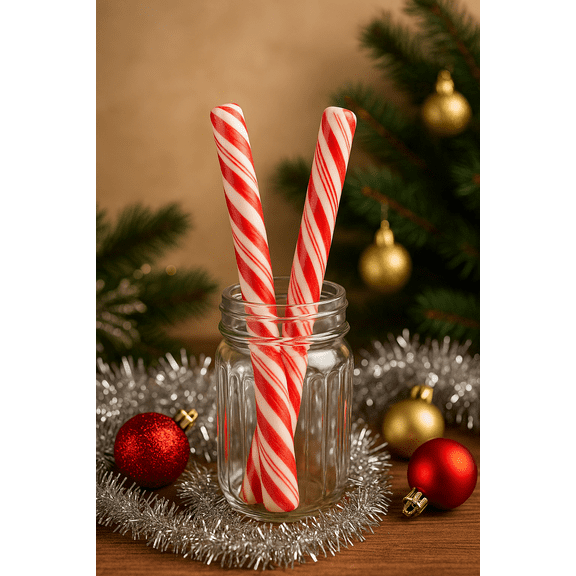 Large Peppermint Candy Sticks, 2-Pack, Red and White Swirl