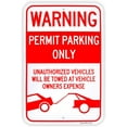 thumbnail image 1 of Large Permit Parking Only Sign, 8" x 12" .040 Aluminum Reflective Sign Rust Free Aluminum-UV Protected and Weatherproof, 1 of 5