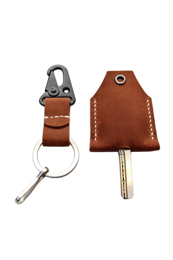 Large Personalized handmade leather key sleeve,Custom leather keychain,Protective Key cover for Broken Key