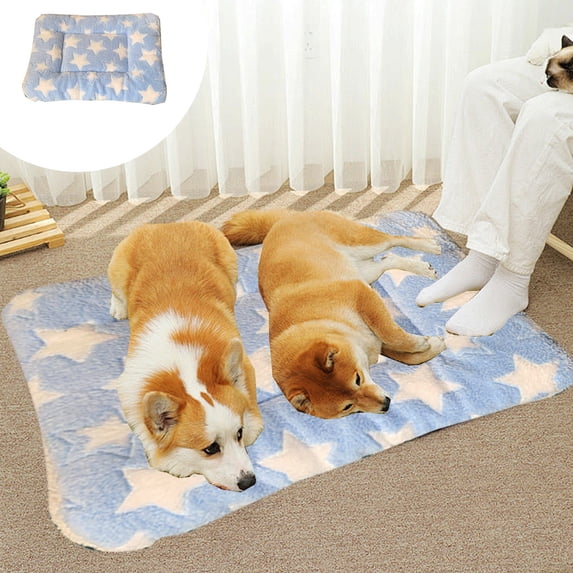 Large Pet Bed Orthopedic Foam Mattress for Dogs and Cats, Extra Warm Crate Pad with Non SAdult Bottom, Comfortable Anxiety Relief Pet Mat, Machine Washable Bed for Large Breed Pets (Blue L)