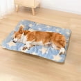 thumbnail image 1 of Large Pet Bed Orthopedic Foam Mattress for Dogs and Cats, Extra Warm Crate Pad with Non SAdult Bottom, Comfortable Anxiety Relief Pet Mat, Machine Washable Bed for Large Breed Pets （Blue M）, 1 of 6