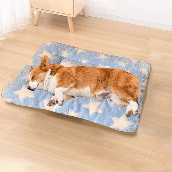 Large Pet Bed Orthopedic Foam Mattress for Dogs and Cats, Extra Warm Crate Pad with Non SAdult Bottom, Comfortable Anxiety Relief Pet Mat, Machine Washable Bed for Large Breed Pets (Blue M)
