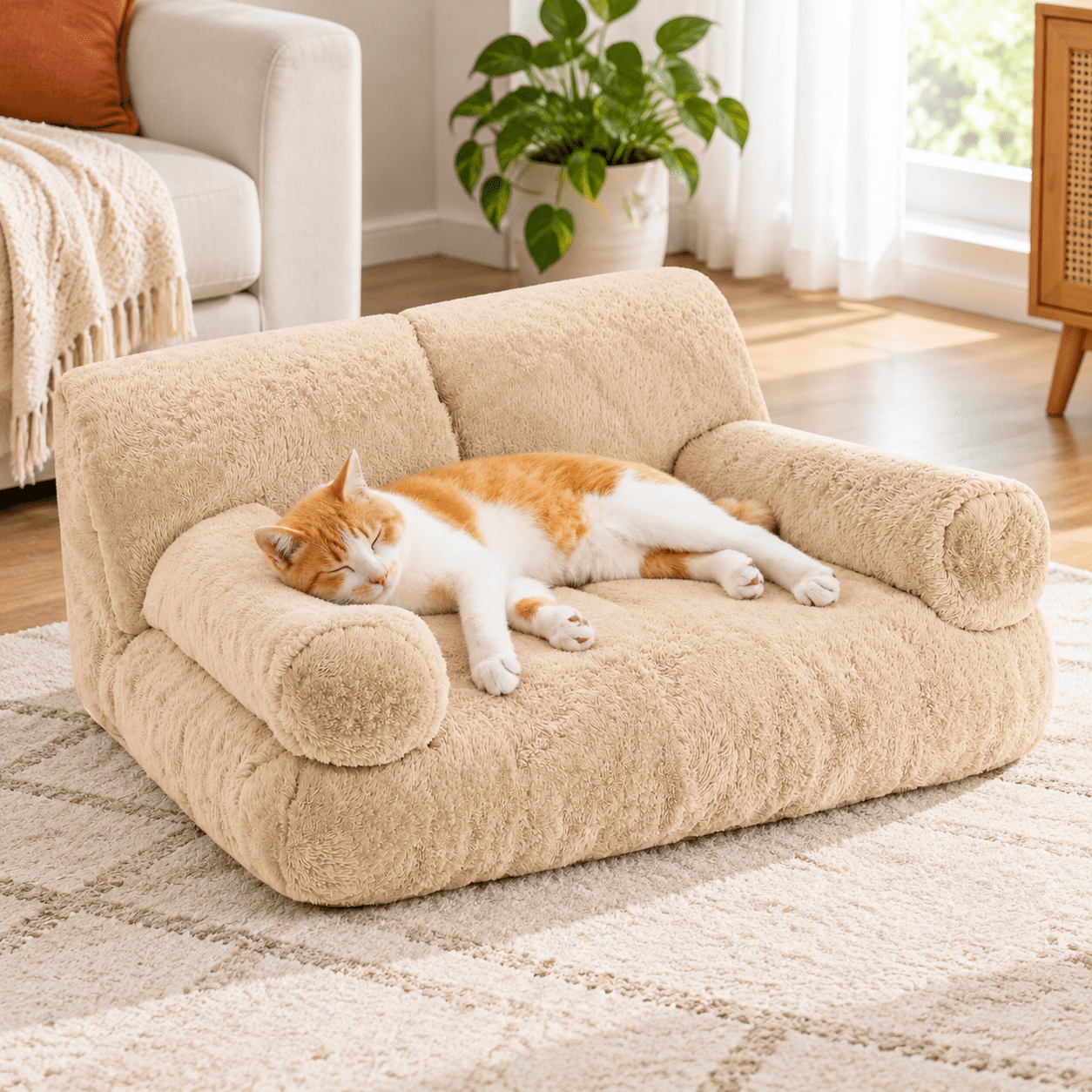 Treak Color Large Pet Bed for Indoor Cats and Small Dogs, Teak Milk Color - Walmart.com