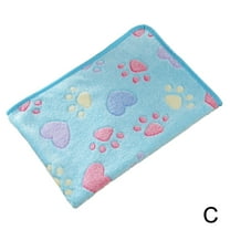 Large Pet Blanket Warm Rest Bed Mat Paw Print Dog Cat Puppy Fleece Soft Cushion· Z7H7