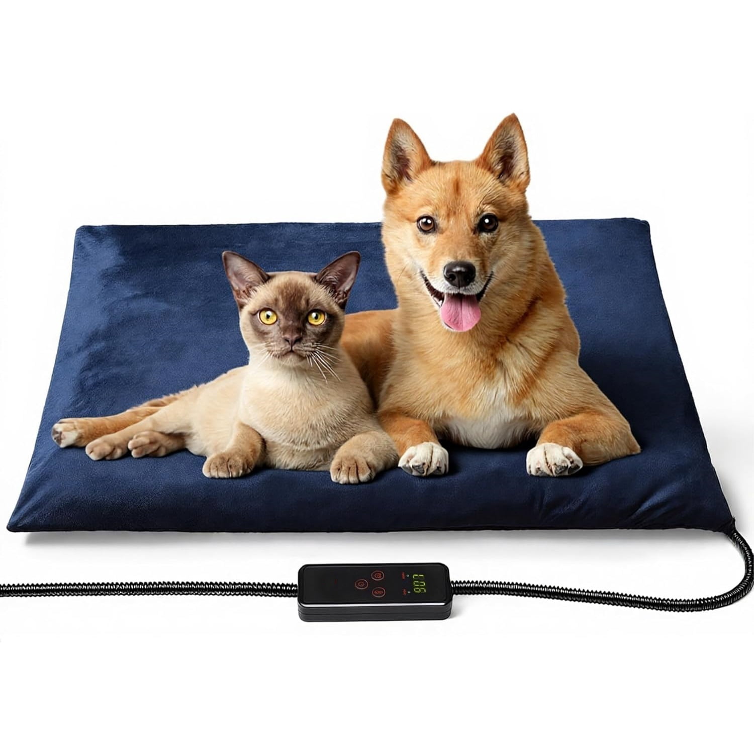 Large Pet Heating Pad, 6 Adjustable Temperature Dog Cat Heating Pad with Timer, Waterproof Heated Dog Bed with Chew Resistant Cord, Indoor Electric Pet Heated Mat 35x24in