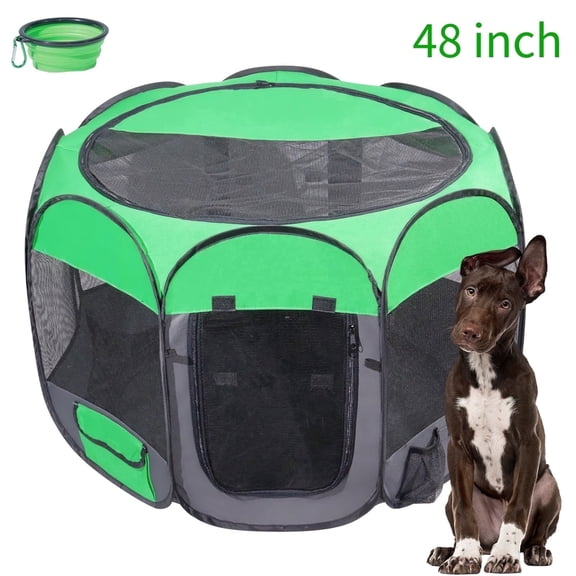 48" Pop-Up Pet Playpen, Collapsible Travel Playpen for Dogs, Cats & Chickens, Waterproof Coating Ideal for Daily Use Pet House Recovery Room