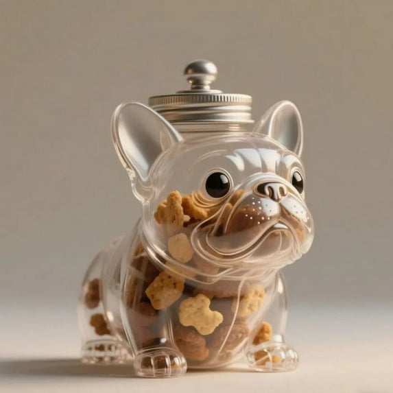 Large Pet Treat Storage Container, Modern Funny Dog Shaped Snack Cans, Airtight Snack Organizer with Secure Lid, Durable Glass Construction for Cats Dogs Treats, Dog Themed Food Storage for Dog Lovers