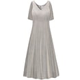 thumbnail image 1 of Large Petite Womens Dress Essential Taupe Designer Print Short Sleeve High V-Neck Princess Cut, 1 of 1