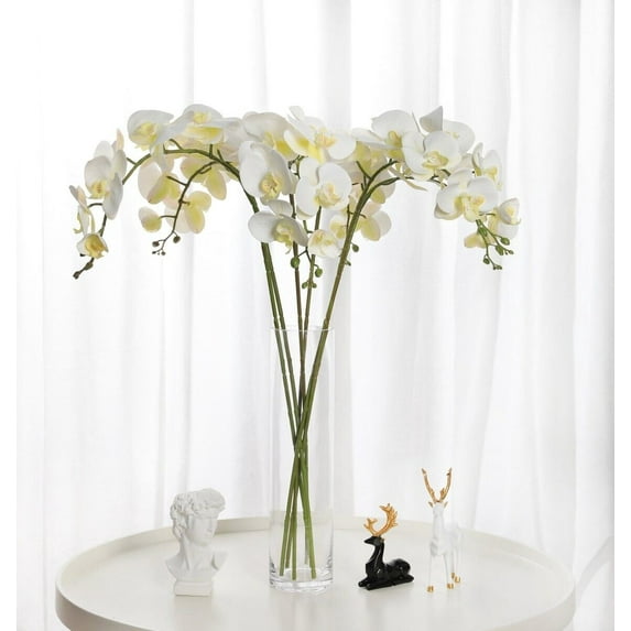 Large Phalaenopsis Orchid Spray with 9 Flowers - EpicGadget 38" Tall White Phalaenopsis Artificial Flower Orchid Floral Arrangements for Bedroom Kitchen Living Room Office Centerpieces (5 Pieces)