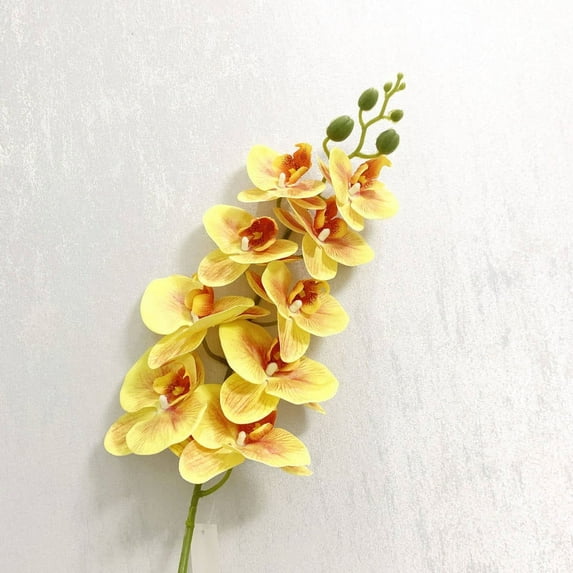 Large Phalaenopsis Orchid Spray with 9 Flowers - EpicGadget 38" Tall Yellow Phalaenopsis Artificial Flower Orchid Floral Arrangements for Bedroom Kitchen Living Room Office Centerpieces (1 Piece)