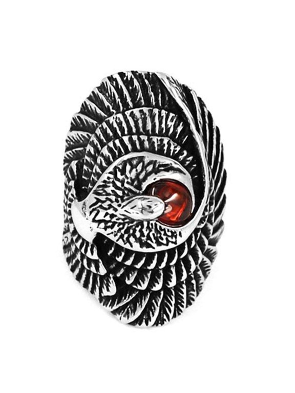 Large Phoenix Ring Mens Womens Stainless Steel Falcon Firebird Band Fantasy Forge Jewelry