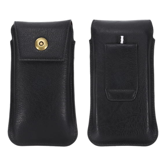 Large Phone Belt Holder Case for 5.5" Phone, Leather Phone Belt Pouch Black
