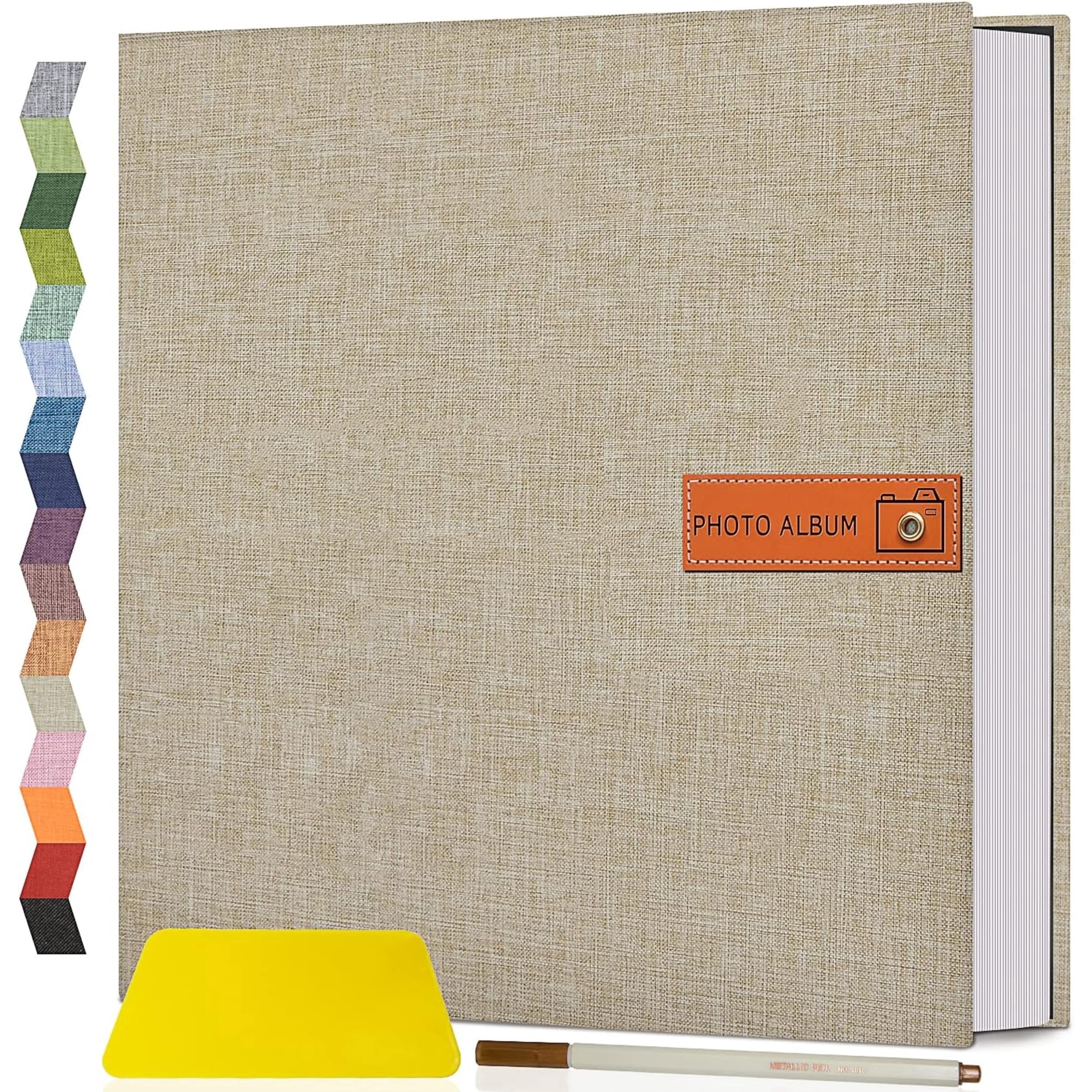 Large Photo Album Self Adhesive 4x6 5x7 8x10 Scrapbook Album DIY Picture Book, Gifts for Mom, Family Baby and Wedding, with Metal Pen and Plastic Board