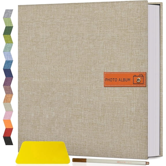 Large Photo Album Self Adhesive 4x6 5x7 8x10 Scrapbook Album DIY Picture Book, Gifts for Mom, Family Baby and Wedding, with Metal Pen and Plastic Board