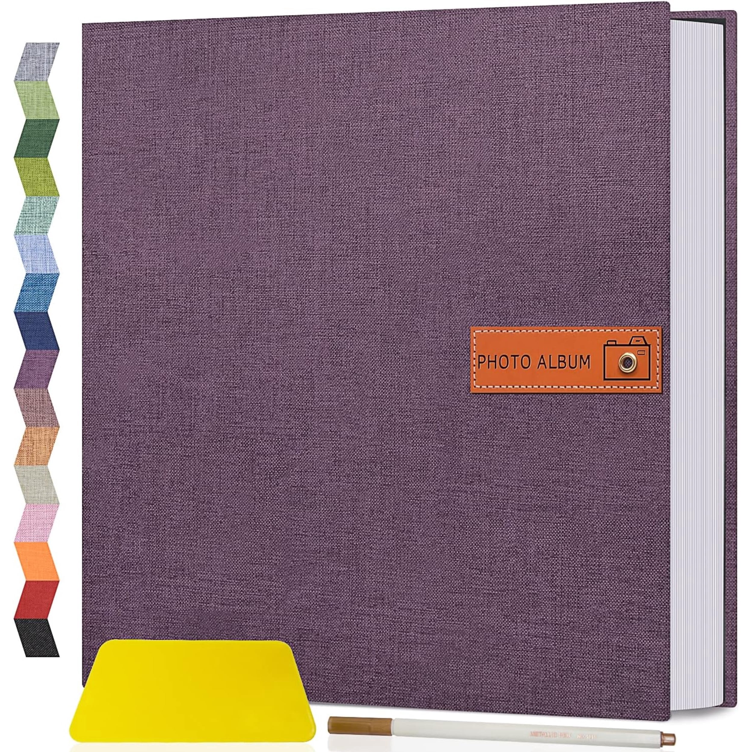 Large Photo Album Self Adhesive 4x6 5x7 8x10 Scrapbook Album DIY Picture Book, Gifts for Mom, Family Baby and Wedding, with Metal Pen and Plastic Board