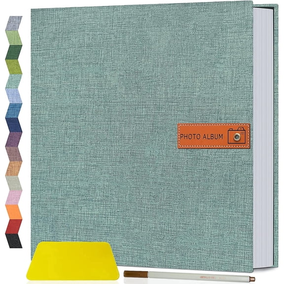 Large Photo Album Self Adhesive 4x6 5x7 8x10 Scrapbook Album DIY Picture Book, Gifts for Mom, Family Baby and Wedding, with Metal Pen and Plastic Board