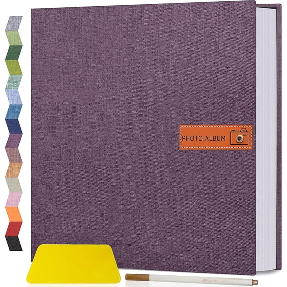 Large Photo Album Self Adhesive 4x6 5x7 8x10 Scrapbook Album DIY Picture Book, Gifts for Mom, Family Baby and Wedding, with Metal Pen and Plastic Board