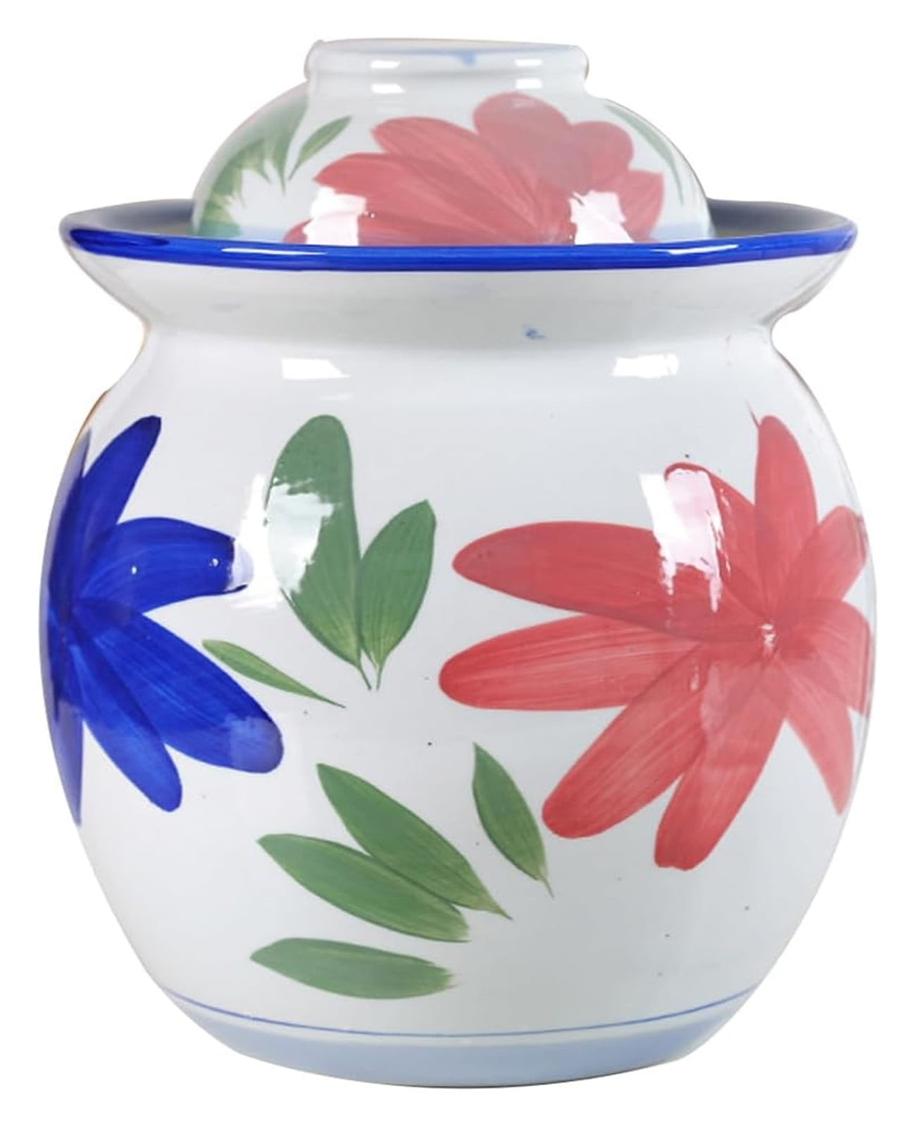 Large Pickle Jar Fermentation Jar, White Feather Pattern Fermentation ...