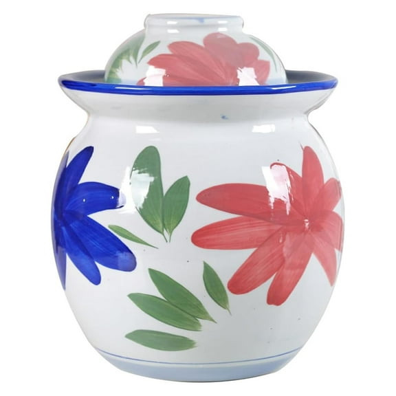 Large Pickle Jar Fermentation Jar, White Feather Pattern Fermentation Kit With Water Seal, Ceramic Jar With Lid Canning Jars [Energy Class A]
