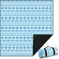 thumbnail image 1 of Large Picnic Blanket 3-Layer Thickening Soft Camping Blankets Waterproof,Machine Washable Beach Mat for Outdoor Travel Hiking Park Concerts or Family Party (Blue Boho - 77x79 inches), 1 of 6