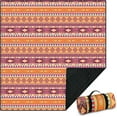 thumbnail image 1 of Large Picnic Blanket 3-Layer Thickening Soft Camping Blankets Waterproof,Machine Washable Beach Mat for Outdoor Travel Hiking Park Concerts or Family Party (Orange Boho - 77x79 inches), 1 of 6