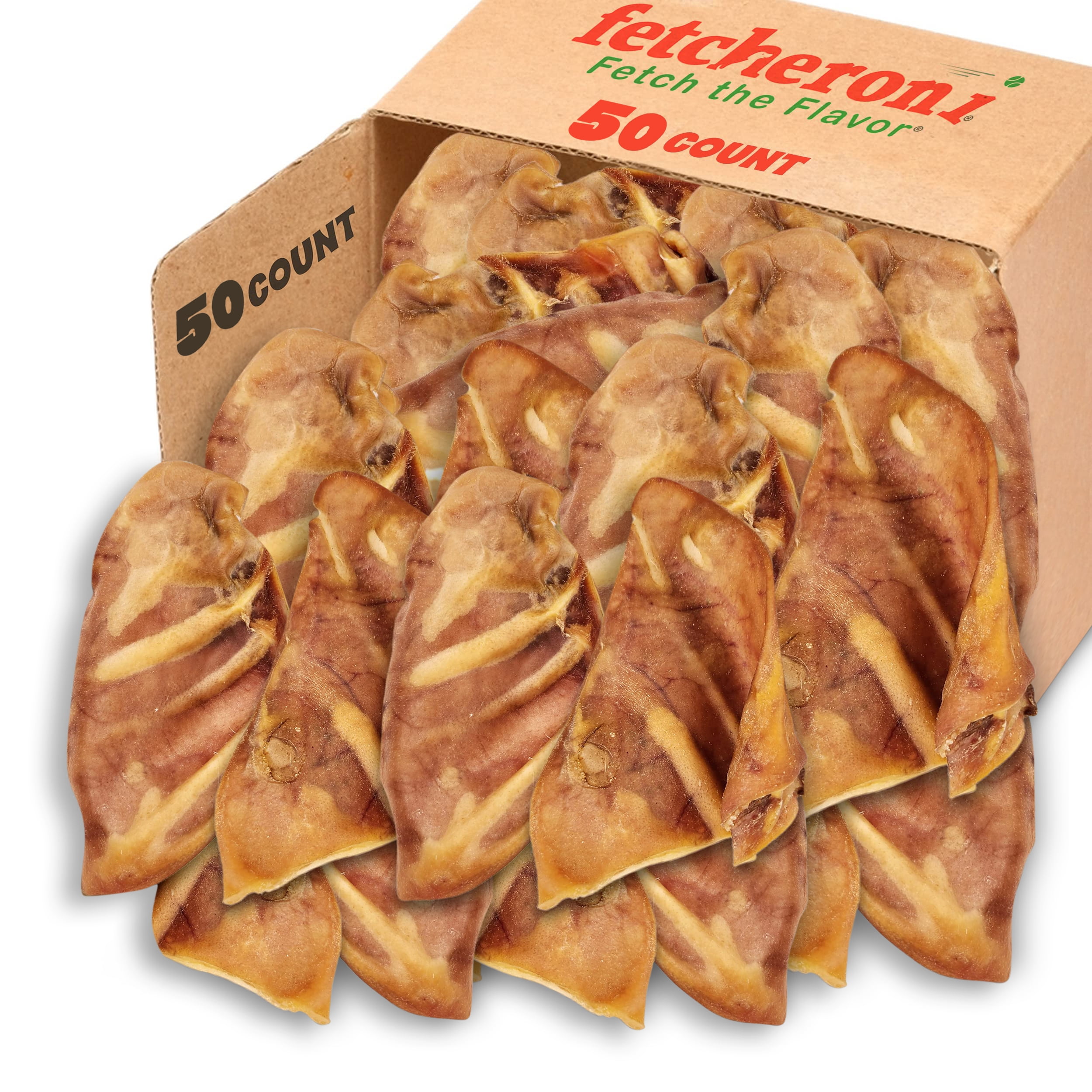 Large Pig Ears for Dogs 50 Pack Long Lasting Dog Chews Single Ingredient Dog Treats Natural