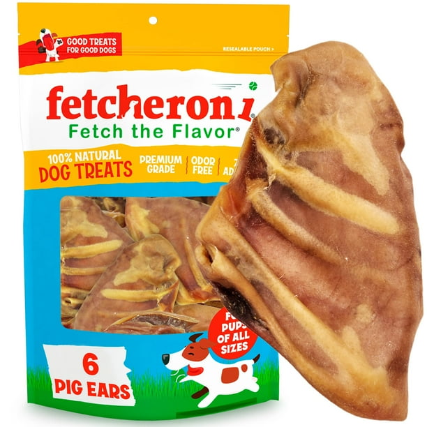 Large Pig Ears for Dogs 6 Pack Long Lasting Dog Chews Single