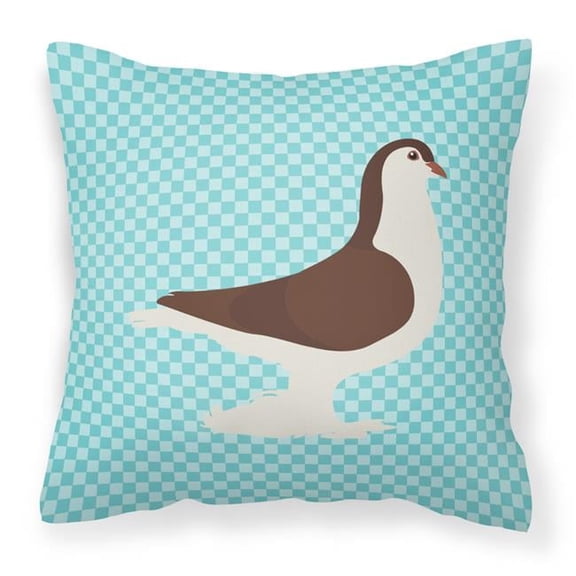 Large Pigeon Blue Check Fabric Decorative Pillow - 18 x 18 in.