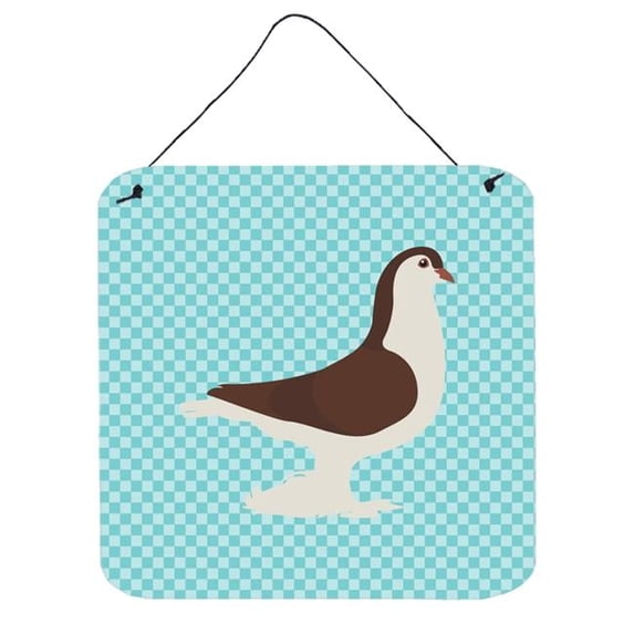 Large Pigeon Blue Check Wall or Door Hanging Prints, 6 x 6 in.