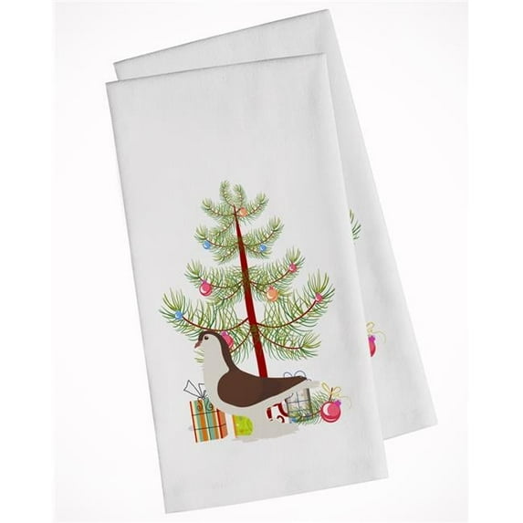 Large Pigeon Christmas White Kitchen Towel - Set of 2