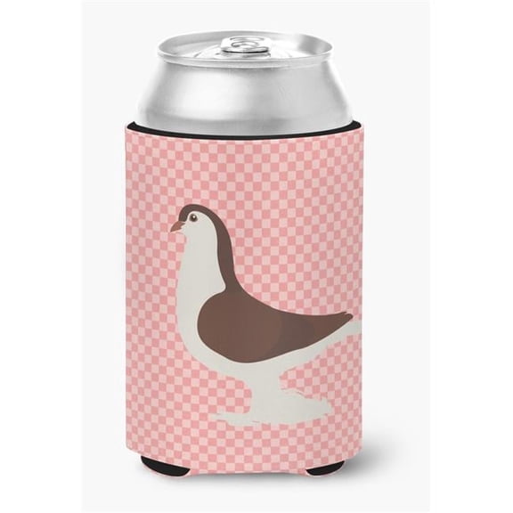 Large Pigeon Pink Check Can or Bottle Hugger - Pink
