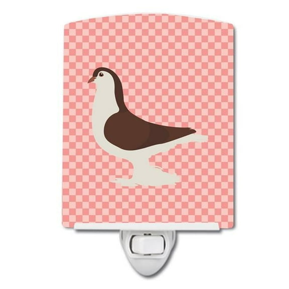 Large Pigeon Pink Check Ceramic Night Light