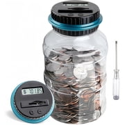 Large Piggy Bank for Boys Adults, Digital Coin Counting Bank with LCD Counter, 1.8L Capacity Coin Bank Money Jar for Adults, Designed for All US Coins for Kids Gift