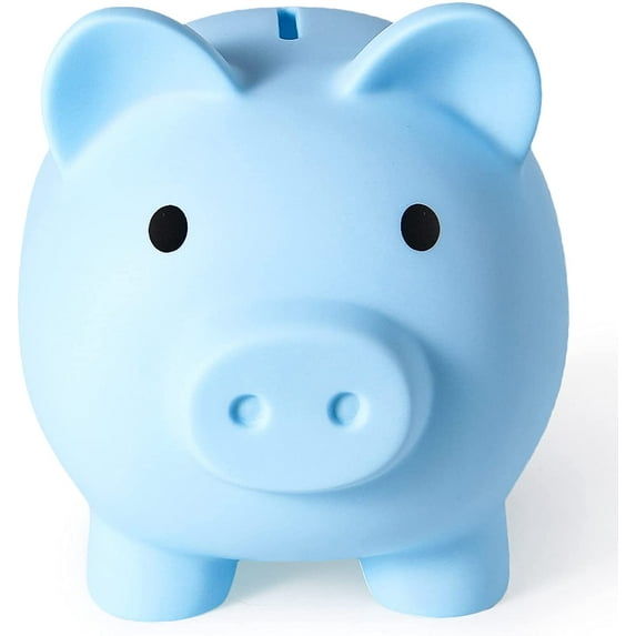 Large Piggy Bank, Unbreakable Plastic Money Bank, Coin Bank for Girls and Boys, Practical Gifts for Birthday (Blue)