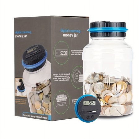 Large Piggy Bank for Kids,Digital Coin Counting Bank with LCD Counter, 1.8L Capacity Coin Bank Money Jar for Adults, Designed for All US Coins