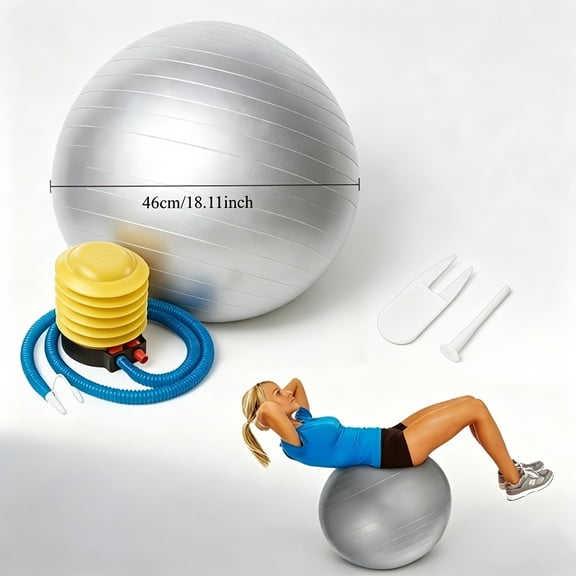 Large Pilates Exercise Ball with Air Pump - Multiple Sizes, PVC Fitness Ball, Polo Toy, Office Chair Alternative, Improves Core Stability And Flexibility
