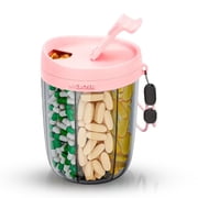 Large Pill Bottle Organizer, Supplement Organizer for Holding 6 Various Vitamins, Pill Box Case with Anti-Mixing & Wide Opening Design, Easy to Retrieve Meds,